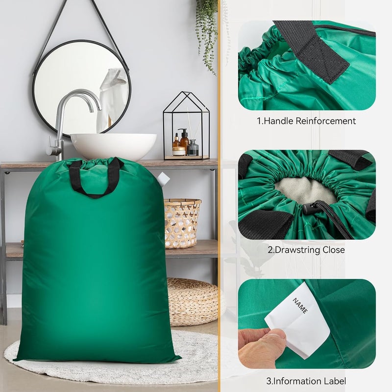 Isink Extra Large Laundry Bag With Handles, Heavy Duty, Travel Laundry Bag for Dirty Clothes, 28" x 40" (Green) - Image 4